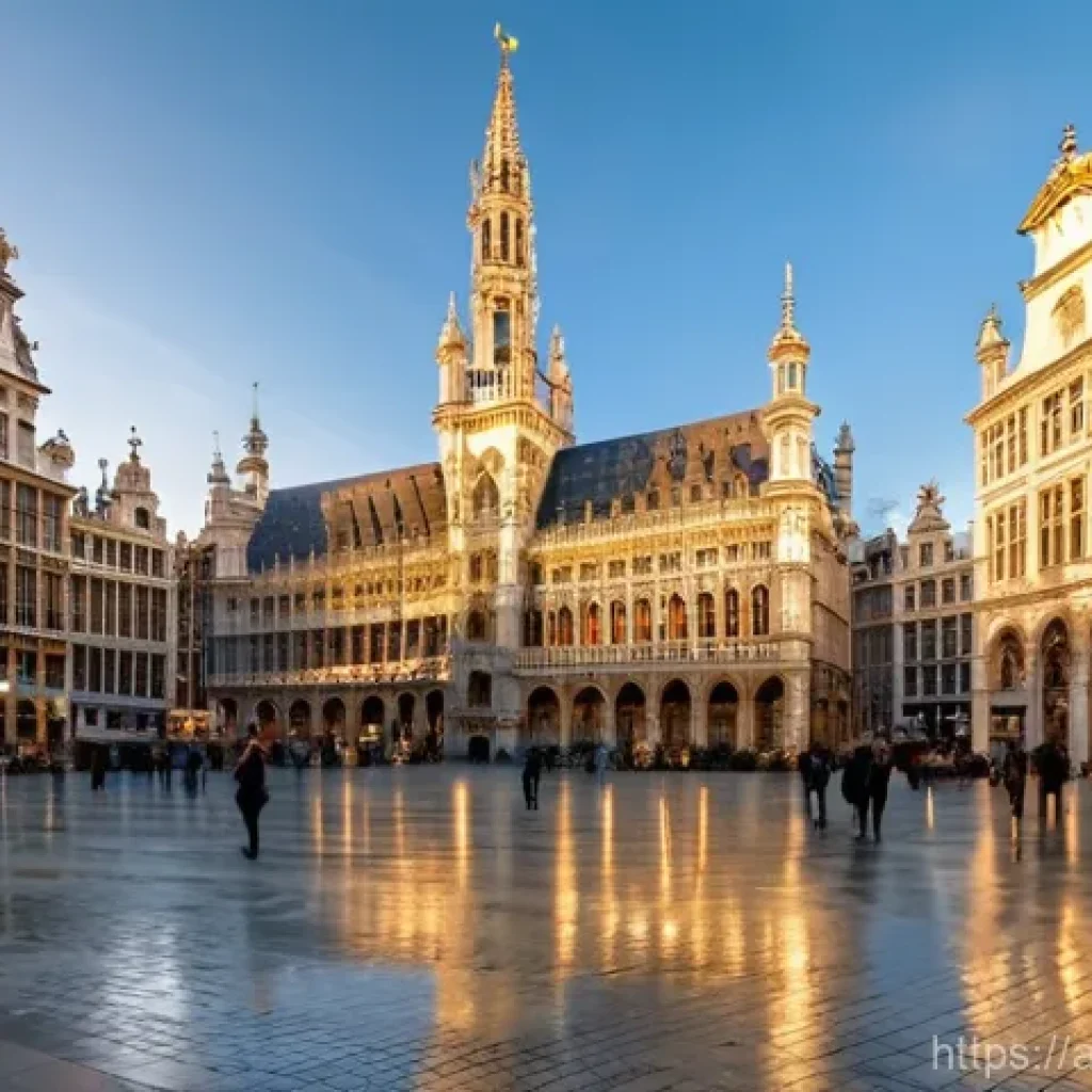 브뤼셀 그랑 플라스 - **Prompt: The Grand Place at Golden Hour**
"A breathtaking panoramic view of the Grand Place in ...