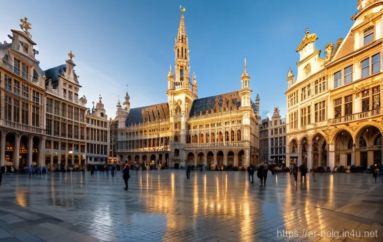 브뤼셀 그랑 플라스 - **Prompt: The Grand Place at Golden Hour**
"A breathtaking panoramic view of the Grand Place in ...