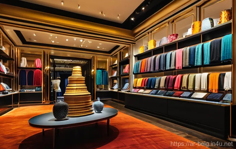 벨기에 백화점 - **"Belgian Luxury Fashion Discovery"**: An opulent, sun-drenched interior of a high-end Belgian depa...